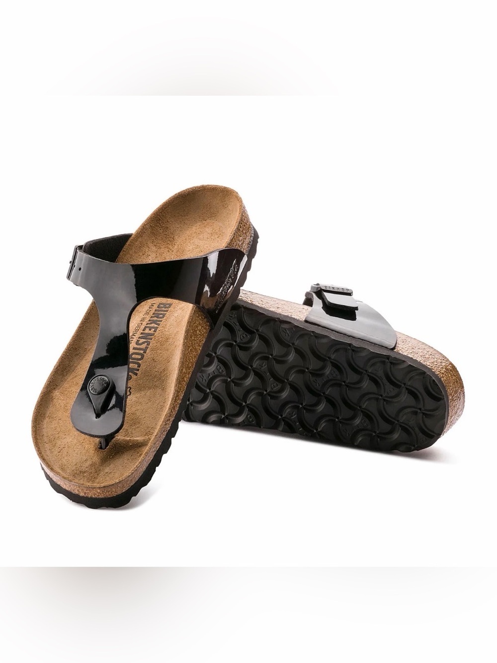 Birkenstock Black Patent Gizeh Thong Sandals
